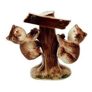 Vintage Bear Cubs in Tree‎ Salt Pepper Shakers Taiwan